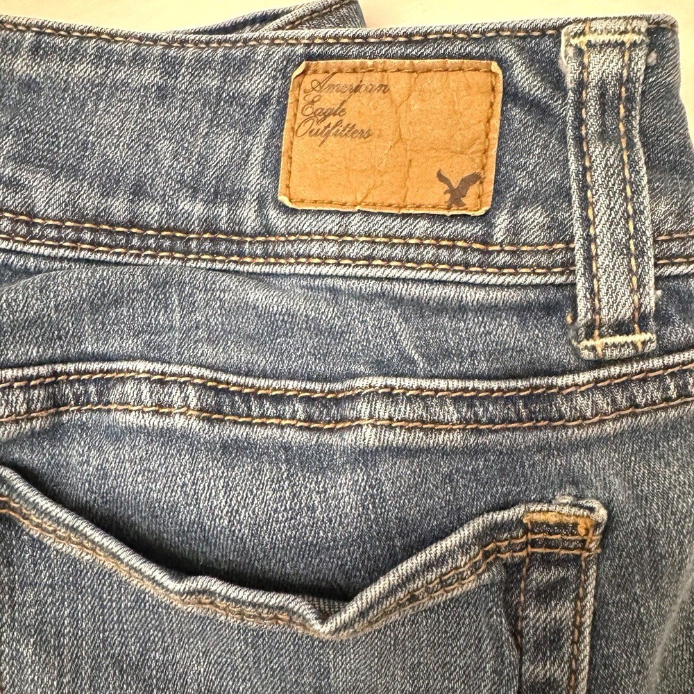 American Eagle Skinny Jeans Womens 2 Blue Stretch Low Rise Double Button 7394 - Picture 4 of 8